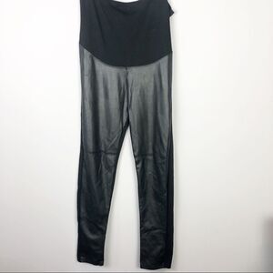 Mama Black Leather Look Maternity Pants